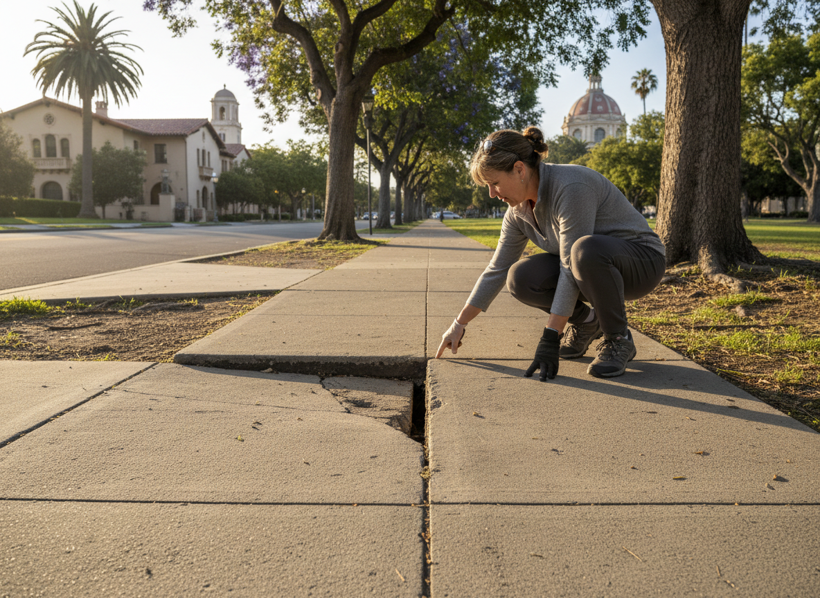 Checking Your Sidewalk for Trip Hazards Near Balboa Park